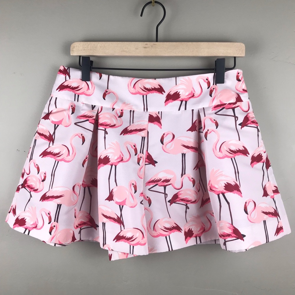RED VALENTINO || Peplum Flamingo Print Shorts
